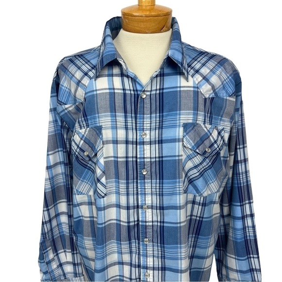 High Noon Men’s Western Cowboy White Pearl Snap Shirt Sz 2XL Multi Color Plaid - Picture 2 of 11